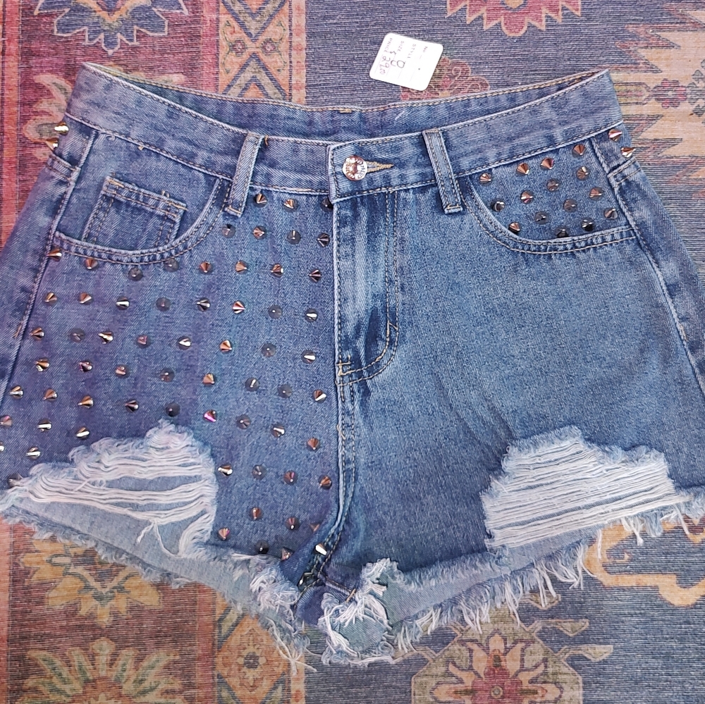 Studded Denim Women Shorts